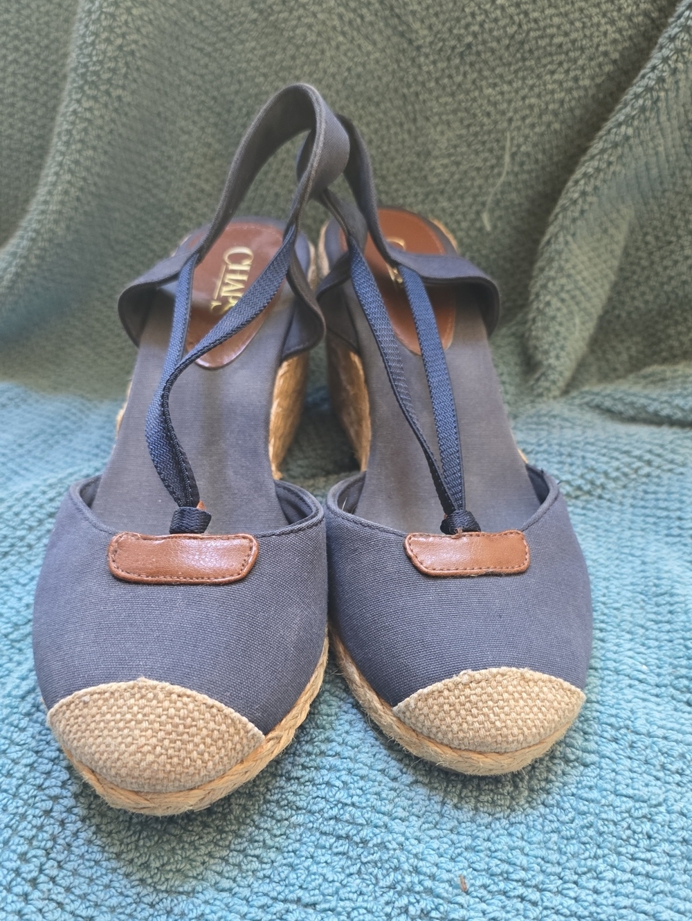 Navy Espadrille Wedge Sandals